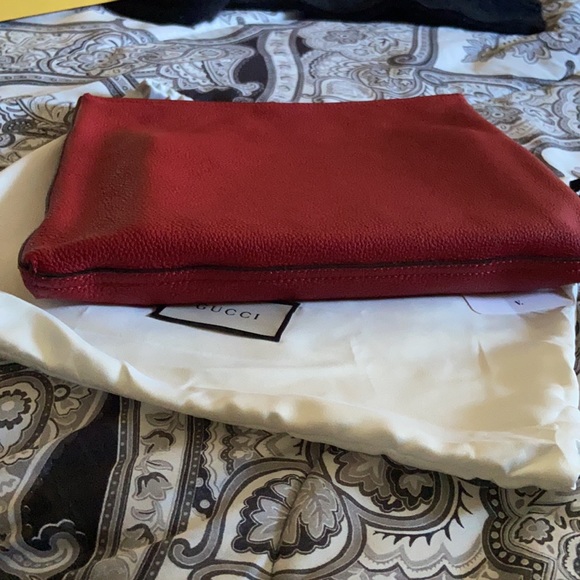Gucci clutch red leather Gucci print green and yellow - Picture 4 of 6
